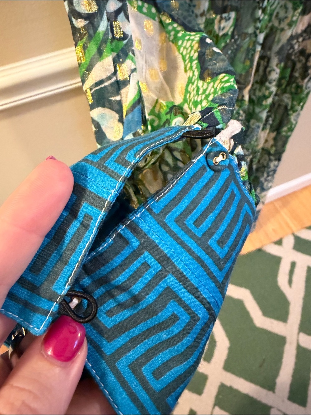Blue and Green Annabelle Dragon Paisley Maxi Dress with Contrast Waist - Picture 4 of 8